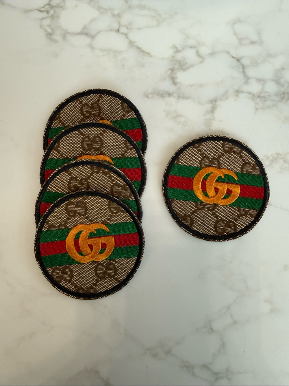 Hand Crafted Brown Monogram Round Iron on patch